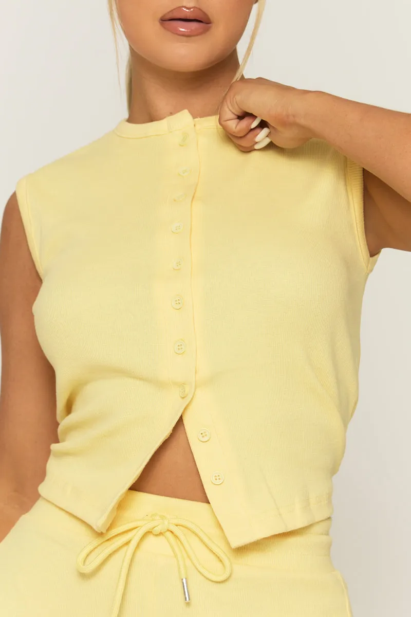 Butter Yellow Button Front Top and Wide Leg Trouser Co-ord Set - Estonia sold by Rebellious Fashion product image thumbnail 4
