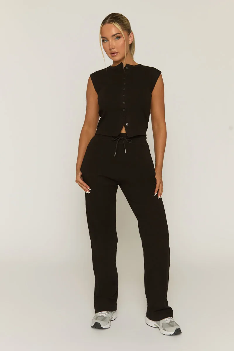 Black Button Front Top and Wide Leg Trouser Co-ord Set - Estonia sold by Rebellious Fashion product image thumbnail 5