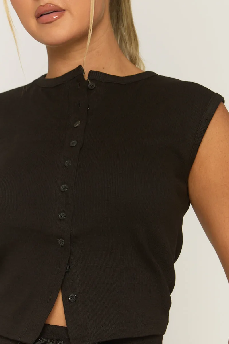 Black Button Front Top and Wide Leg Trouser Co-ord Set - Estonia sold by Rebellious Fashion product image thumbnail 3