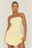 Butter Yellow Bandeau Puffball Hem Mini Dress - Belgium sold by Rebellious Fashion