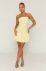 Butter Yellow Bandeau Puffball Hem Mini Dress - Belgium sold by Rebellious Fashion