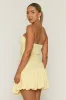 Butter Yellow Bandeau Puffball Hem Mini Dress - Belgium sold by Rebellious Fashion