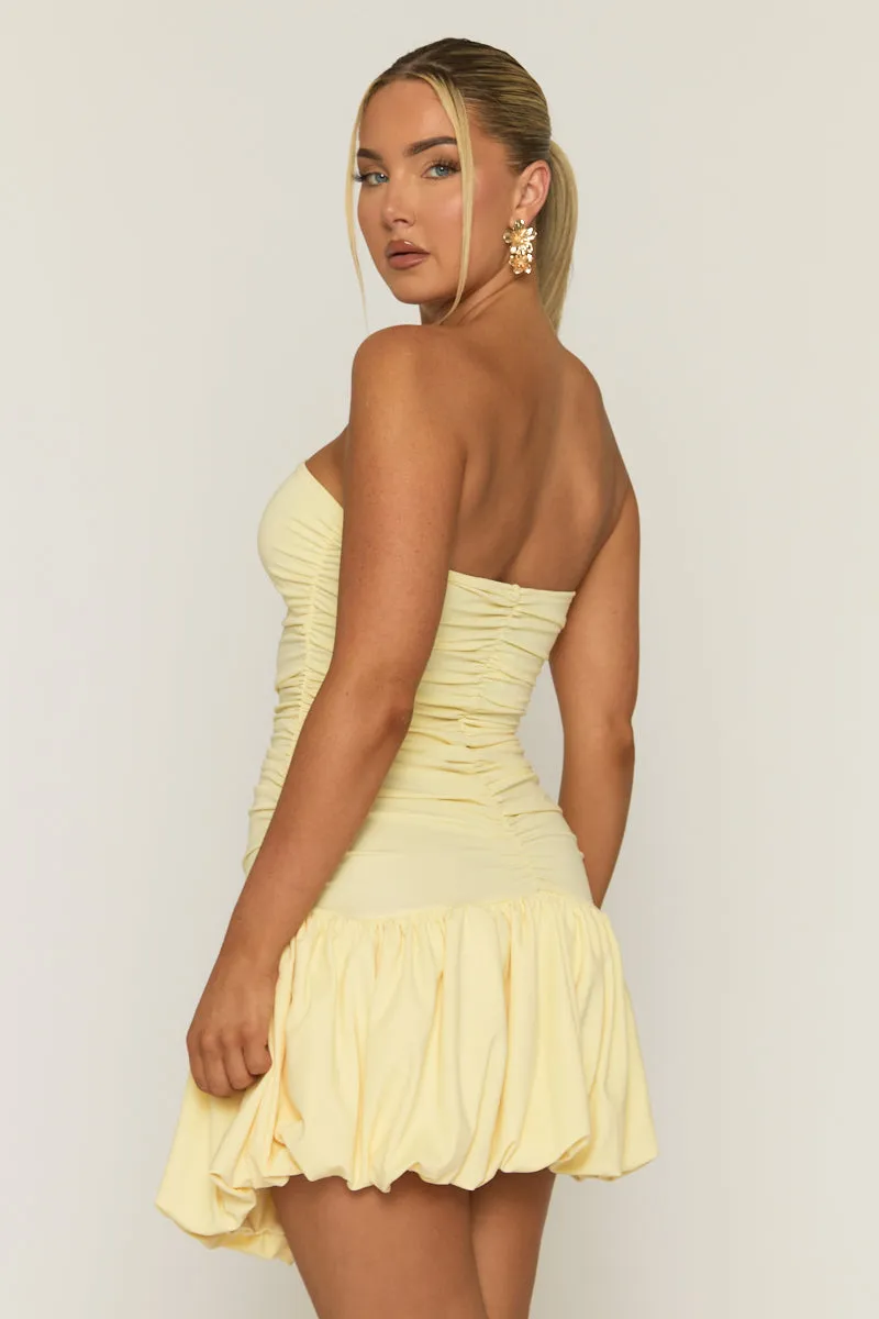 Butter Yellow Bandeau Puffball Hem Mini Dress - Belgium sold by Rebellious Fashion product image thumbnail 5