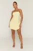 Butter Yellow Bandeau Puffball Hem Mini Dress - Belgium sold by Rebellious Fashion