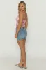 Pink Floral Mesh Asymmetric Cami Top - Carrelene sold by Rebellious Fashion