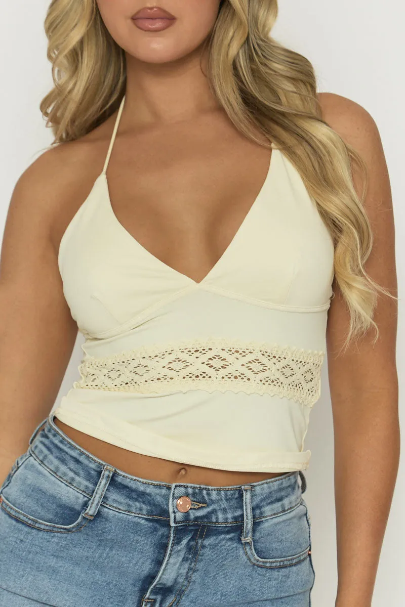 Butter Yellow Crochet Insert Cami Top - Khleo sold by Rebellious Fashion product image thumbnail 3