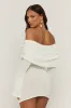 Ivory Textured Knit Bardot Mini Dress - Emelia sold by Rebellious Fashion
