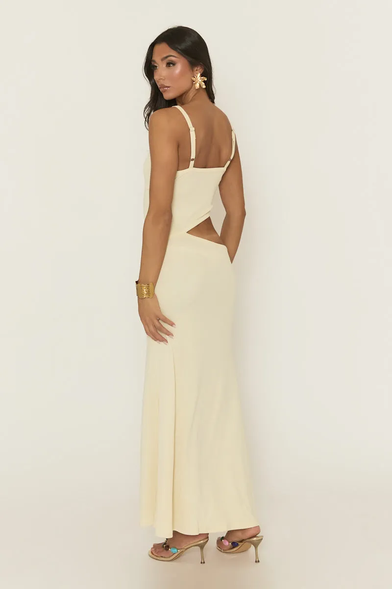 Cream Knit Rib Cut Out Maxi Dress - Emeri sold by Rebellious Fashion product image thumbnail 3