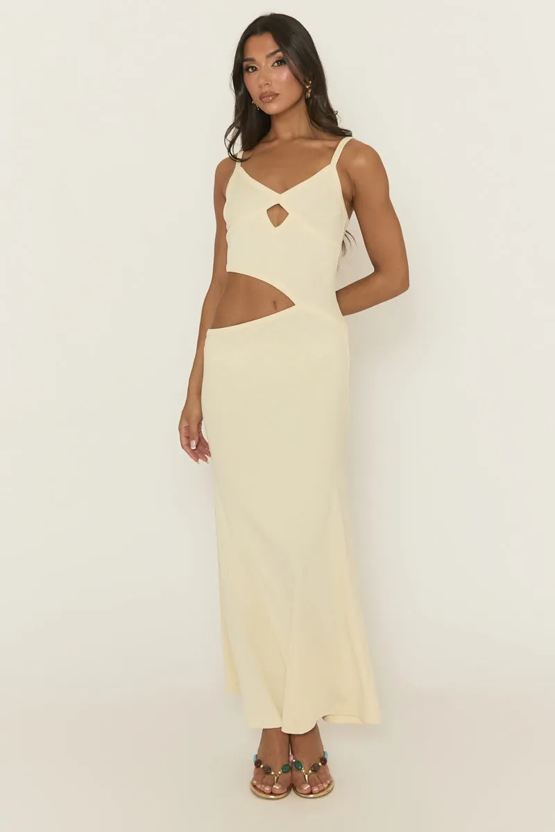Cream Knit Rib Cut Out Maxi Dress - Emeri sold by Rebellious Fashion product image thumbnail 5