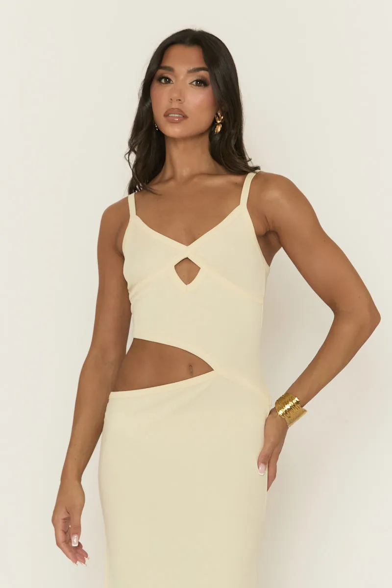 Cream Knit Rib Cut Out Maxi Dress - Emeri sold by Rebellious Fashion product image thumbnail 2