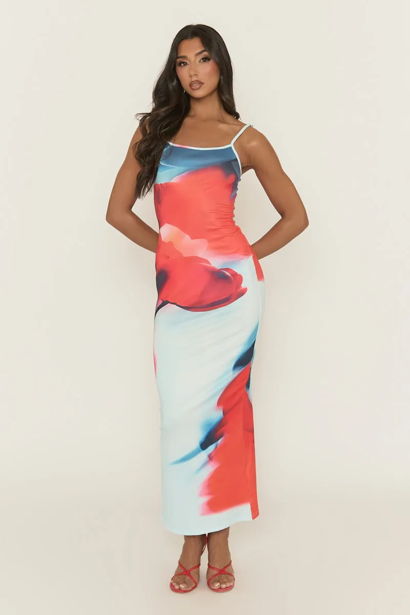 Blue Floral Strappy Maxi Dress - Evin sold by Rebellious Fashion