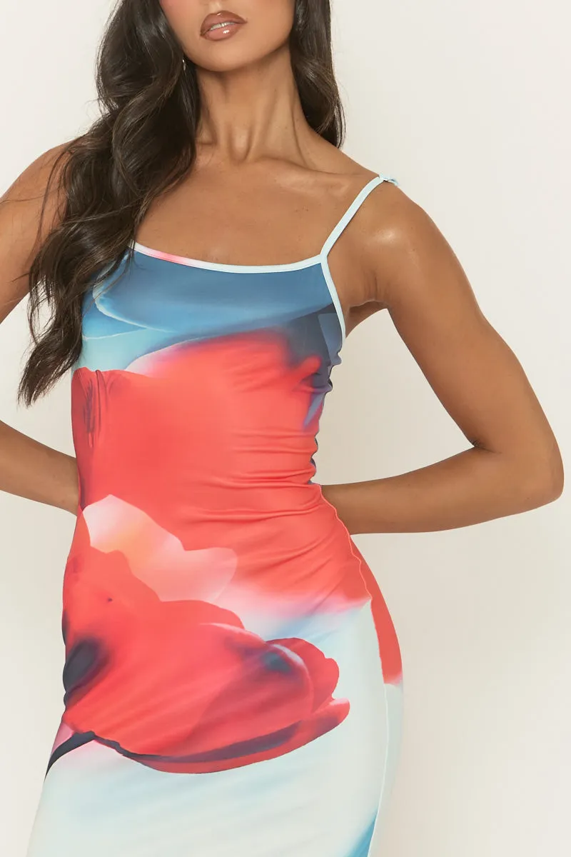 Blue Floral Strappy Maxi Dress - Evin sold by Rebellious Fashion product image thumbnail 5