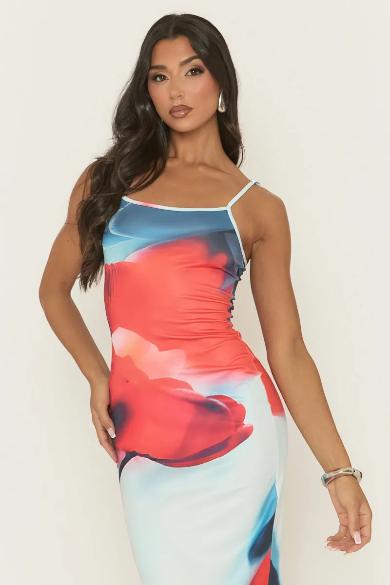 Blue Floral Strappy Maxi Dress - Evin sold by Rebellious Fashion product image thumbnail 2