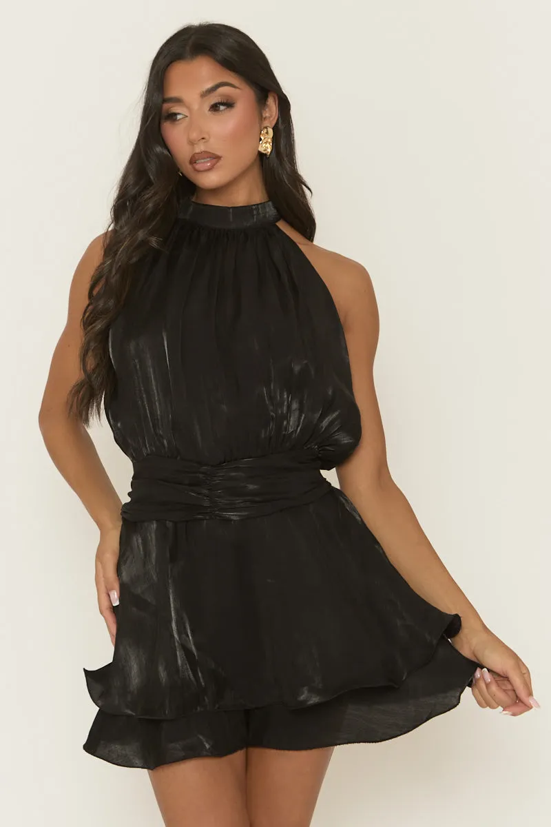 Black High Neck Blouson Playsuit - Kaycee sold by Rebellious Fashion product image thumbnail 5