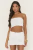 White Floral Textured Bandeau and Mini Skirt Co-ord Set - Sydney sold by Rebellious Fashion
