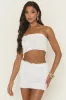White Floral Textured Bandeau and Mini Skirt Co-ord Set - Sydney sold by Rebellious Fashion