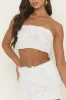 White Floral Textured Bandeau and Mini Skirt Co-ord Set - Sydney sold by Rebellious Fashion