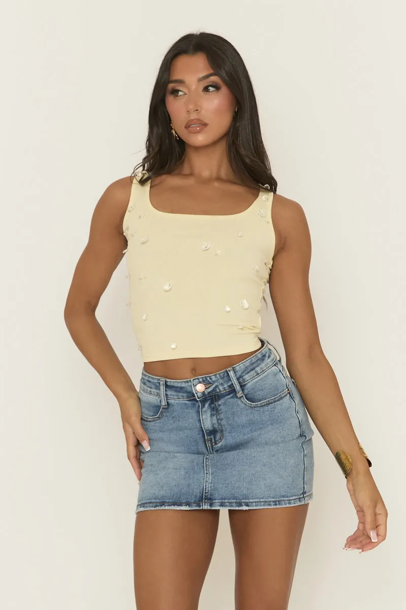 Yellow Rib Crystal Embellished Tank Top - Anastacia sold by Rebellious Fashion product image thumbnail 5