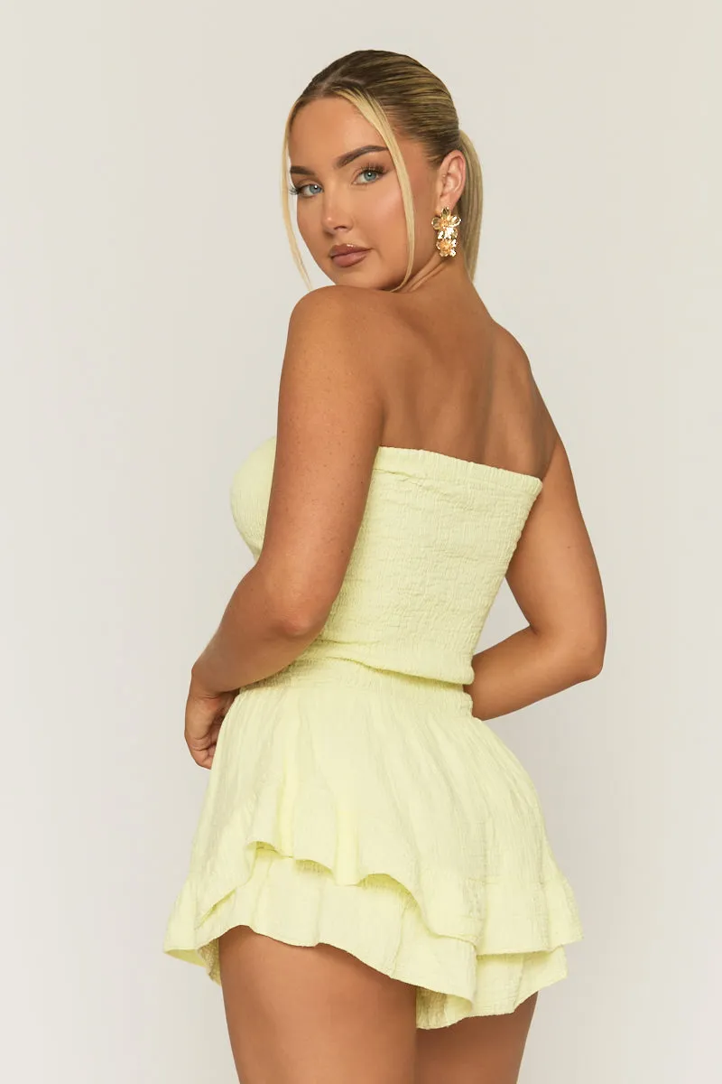 Butter Yellow Shirred Textured Ruffle Playsuit - Annie sold by Rebellious Fashion product image thumbnail 4