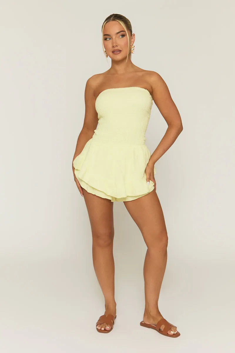 Butter Yellow Shirred Textured Ruffle Playsuit - Annie sold by Rebellious Fashion product image thumbnail 5