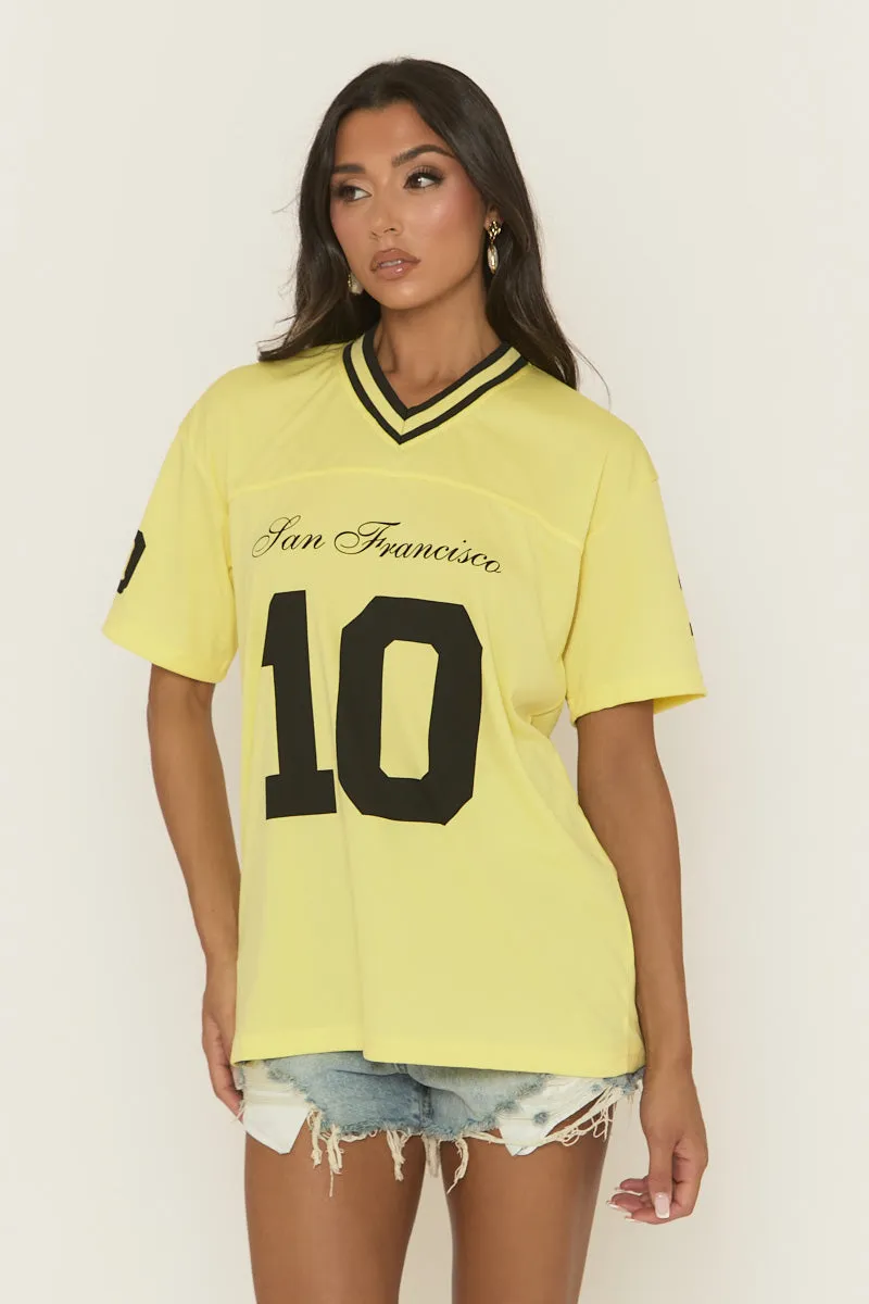 Yellow Oversized Varsity Football T-shirt - Tokya sold by Rebellious Fashion product image thumbnail 4