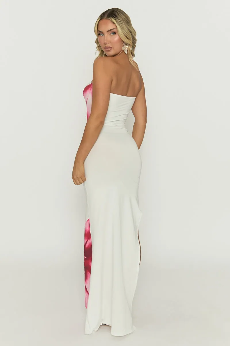 White Bandeau Floral Print Maxi Dress - Simina sold by Rebellious Fashion product image thumbnail 3
