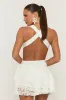White Lace Waterfall Hem Mini Dress - Faryn sold by Rebellious Fashion