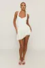 White Lace Waterfall Hem Mini Dress - Faryn sold by Rebellious Fashion