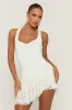 White Lace Waterfall Hem Mini Dress - Faryn sold by Rebellious Fashion