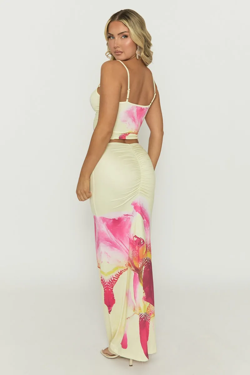 Yellow Floral Strappy Top and Maxi Skirt Co-ord Set - Michayla sold by Rebellious Fashion product image thumbnail 3