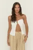 Stone Linen Look Tie Waist Wide Leg Trousers - Kamarla sold by Rebellious Fashion