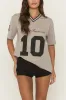 Grey Oversized Varsity Football T-shirt - Tokya - Tokya sold by Rebellious Fashion