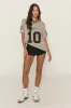 Grey Oversized Varsity Football T-shirt - Tokya - Tokya sold by Rebellious Fashion