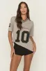 Grey Oversized Varsity Football T-shirt - Tokya - Tokya sold by Rebellious Fashion