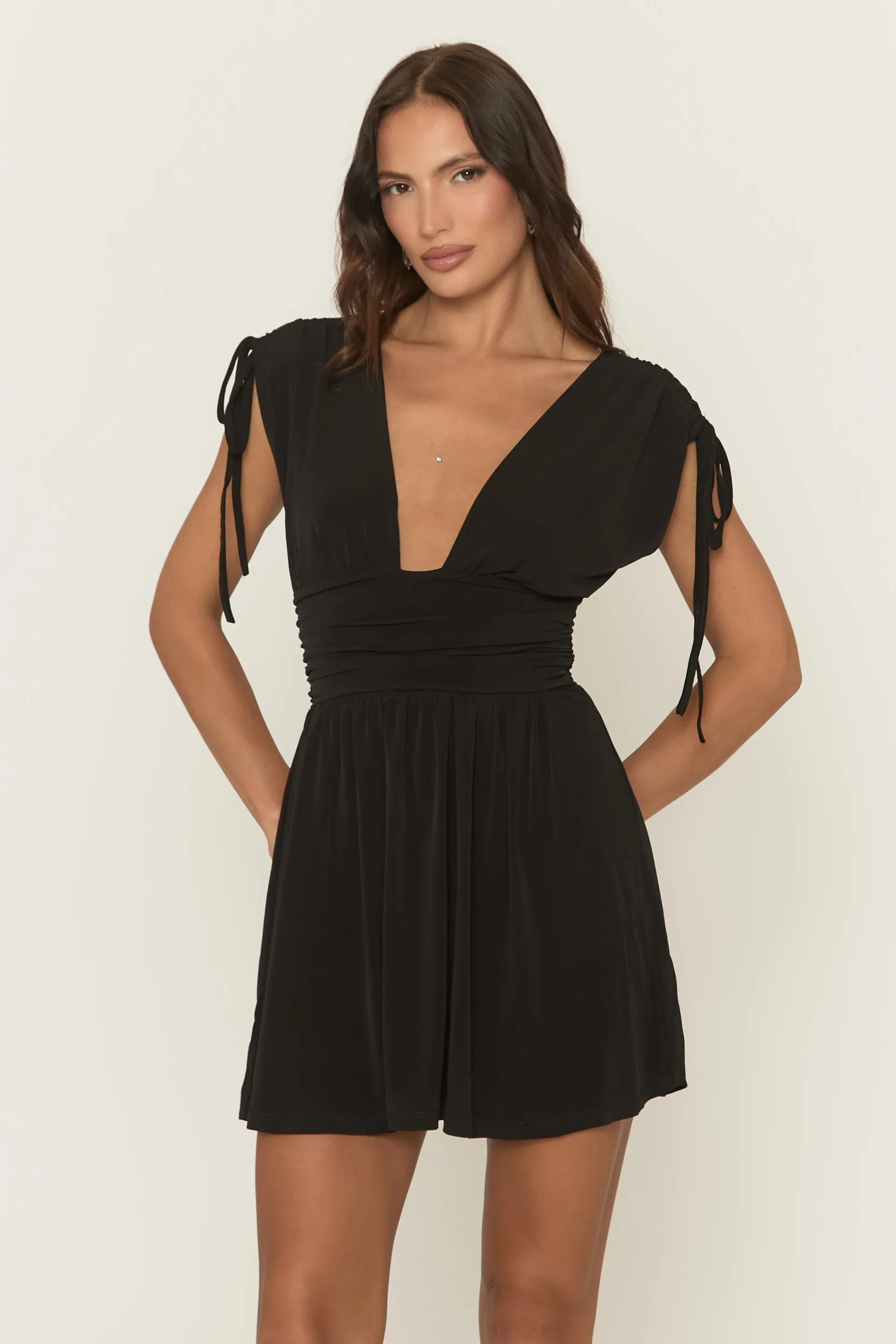 Black Asymmetric Hem Skater Dress - Ellanor sold by Rebellious Fashion product image thumbnail 5