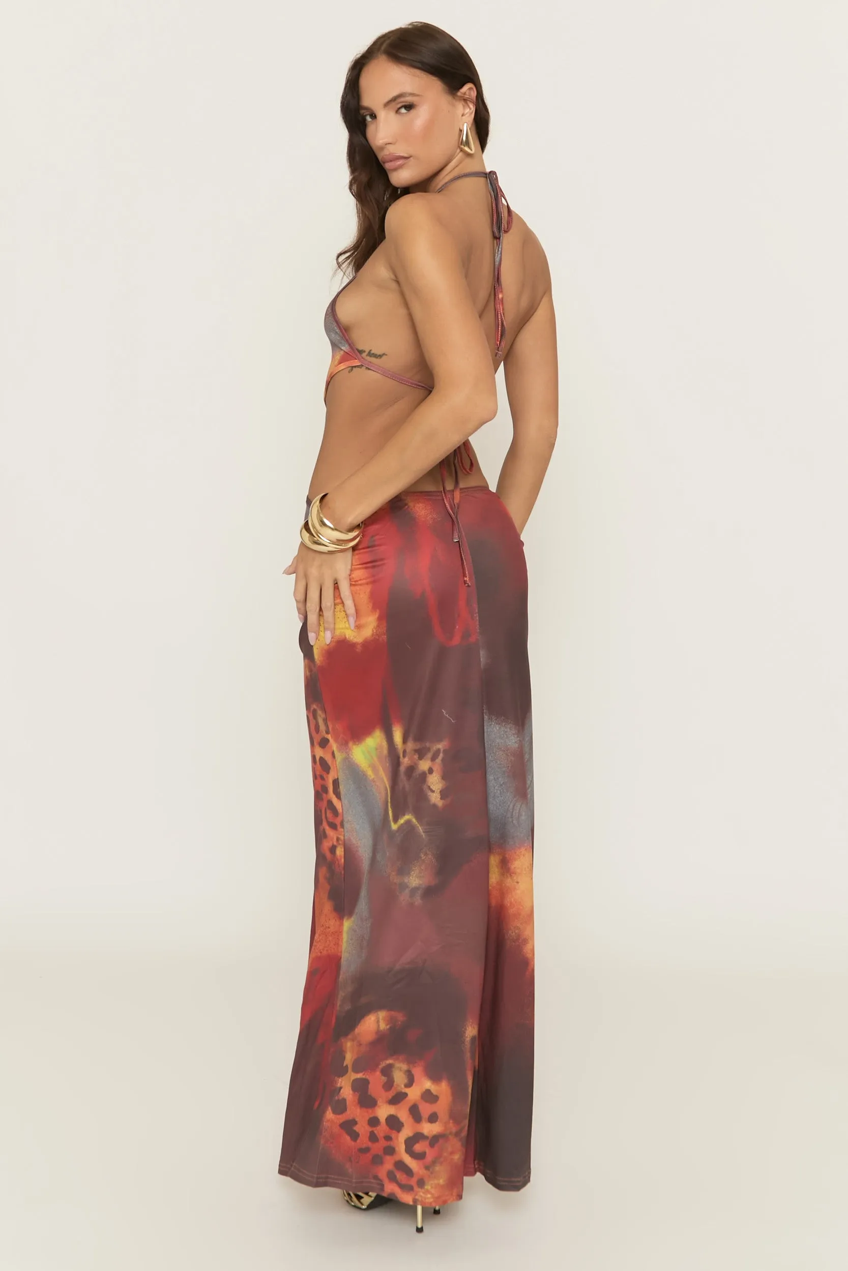 Multi Printed Cut Out Halterneck Maxi Dress - Rheo sold by Rebellious Fashion product image thumbnail 4