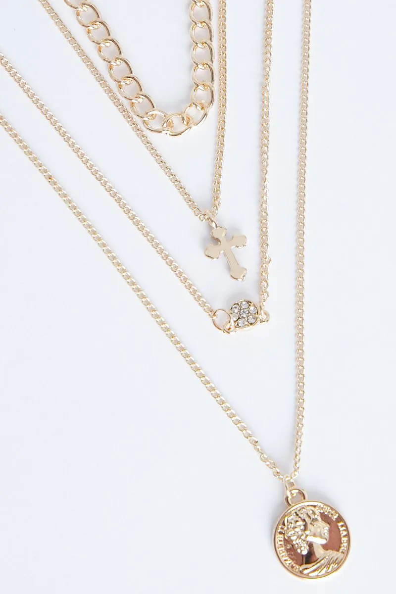 4 Layered Gold Necklace with Pendants - Mady sold by Rebellious Fashion product image thumbnail 2
