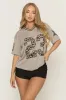 Grey Leopard Print Oversized Varsity Football T-Shirt - Arla sold by Rebellious Fashion