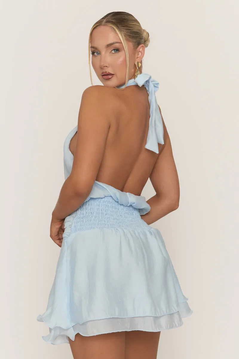 Blue Halterneck Ruffle Dress - Jayna sold by Rebellious Fashion product image thumbnail 5