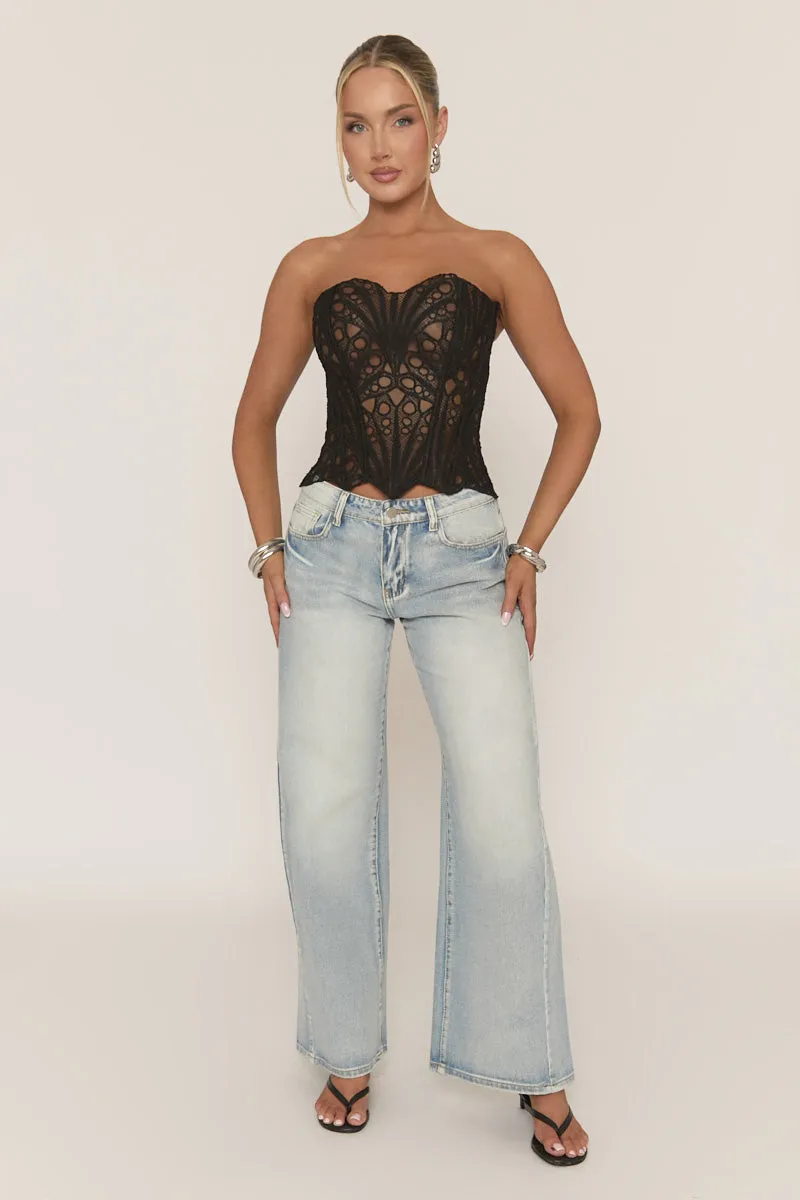 Black Mesh Lace Bandeau Corset - Ezmi sold by Rebellious Fashion product image thumbnail 5