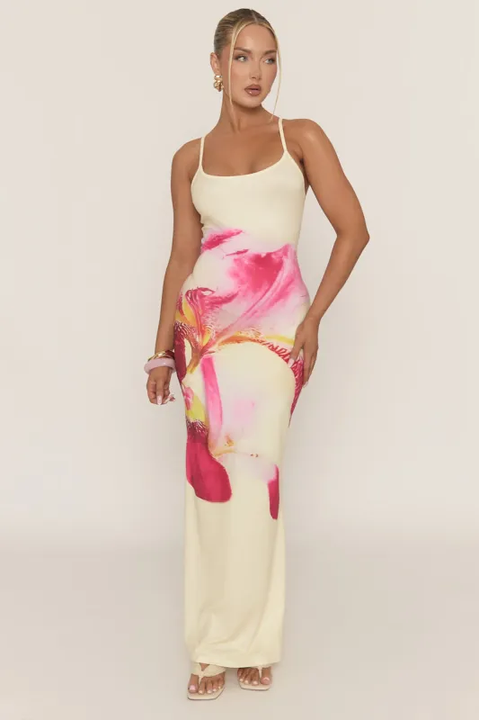 Yellow Floral Strappy Maxi Dress - Rayla sold by Rebellious Fashion