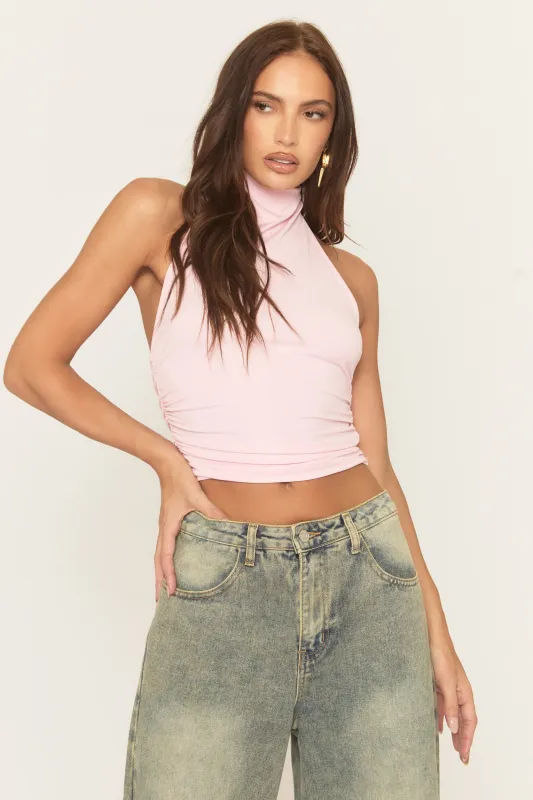 Pink Halter Cowl Neck Top - Nice sold by Rebellious Fashion