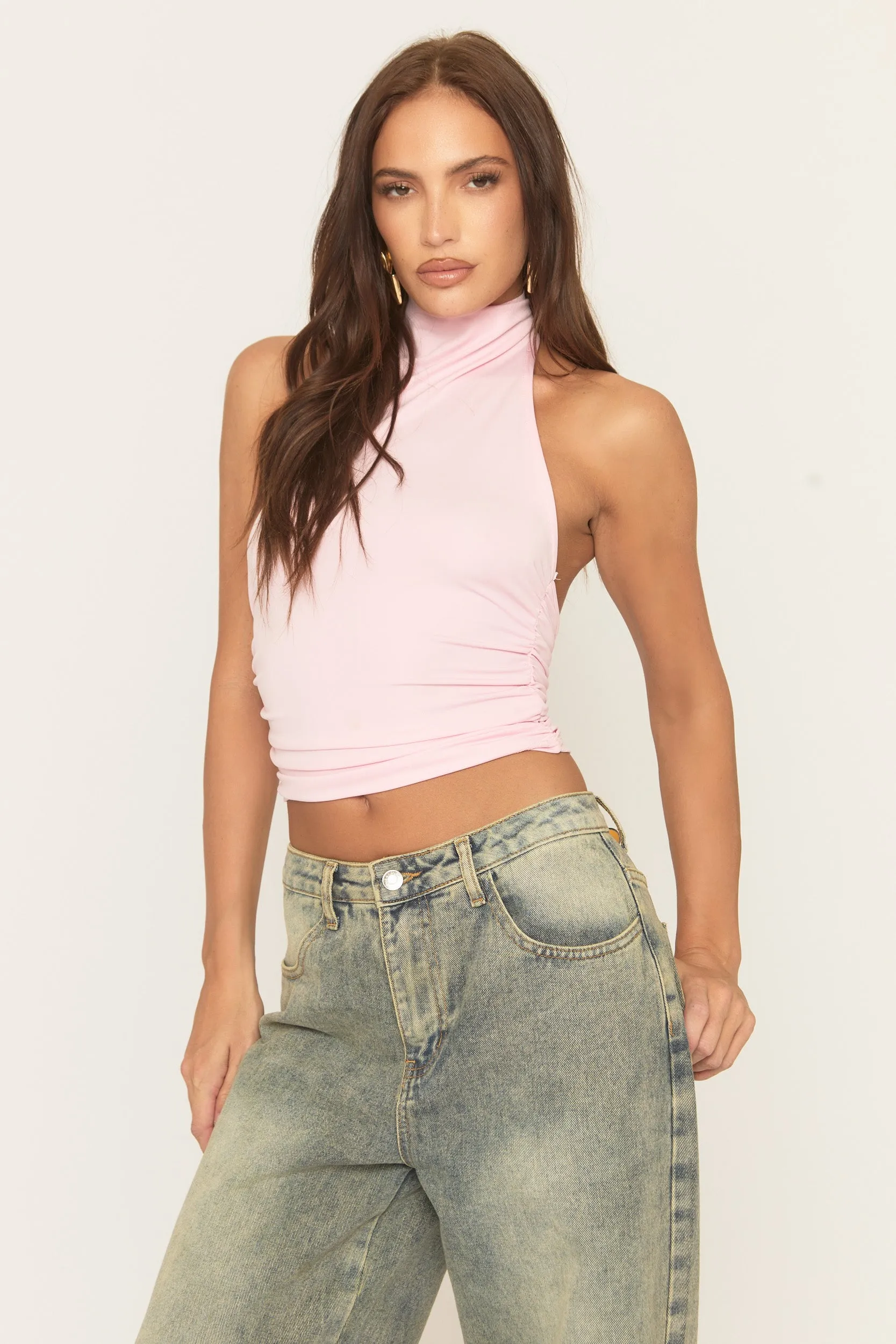Pink Halter Cowl Neck Top - Nice sold by Rebellious Fashion product image thumbnail 4