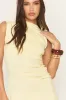 Yellow High Neck Ruched Mini Dress - Toulon sold by Rebellious Fashion