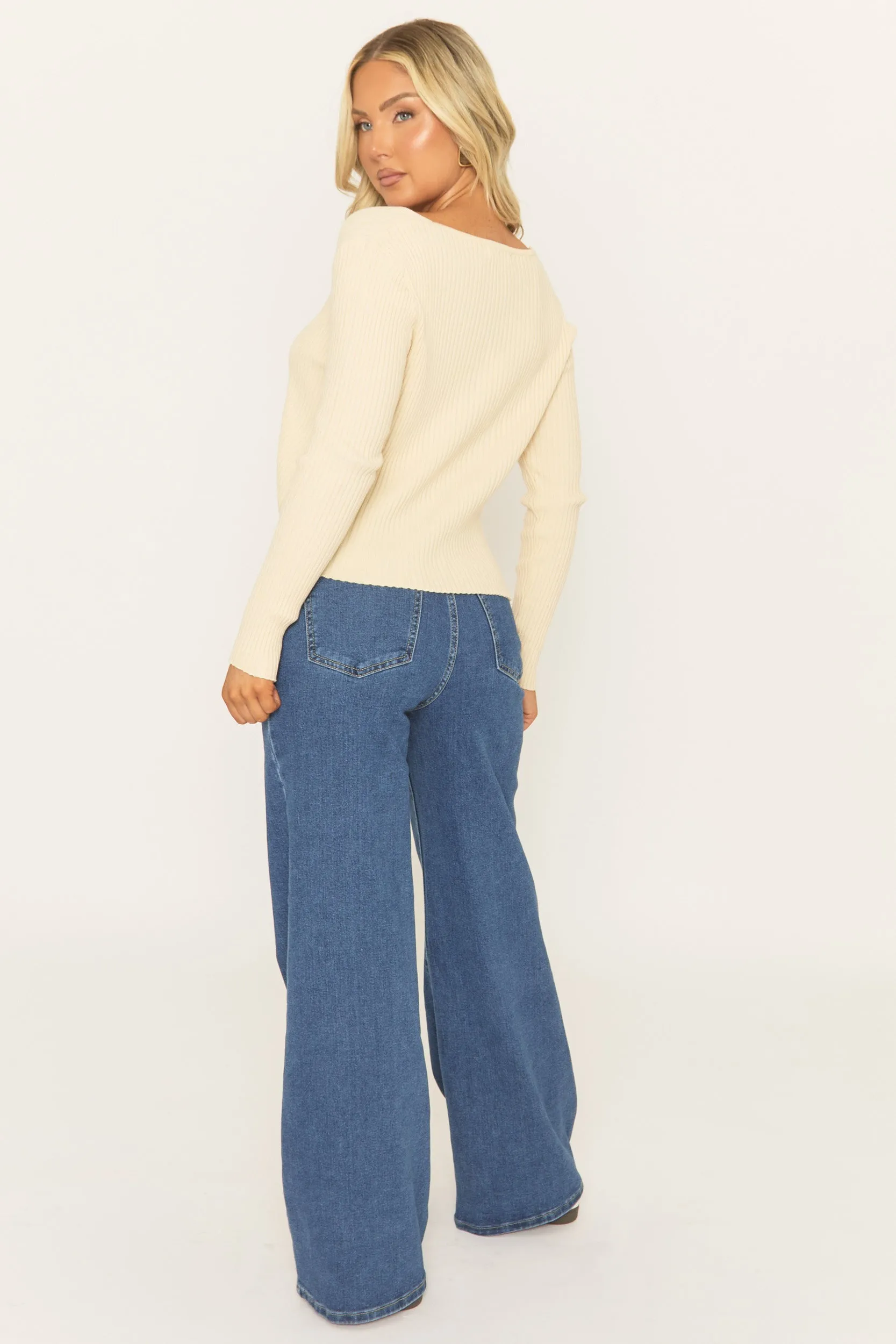 Cream Tie Front Rib Knit Cardigan - Elvisa sold by Rebellious Fashion product image thumbnail 5