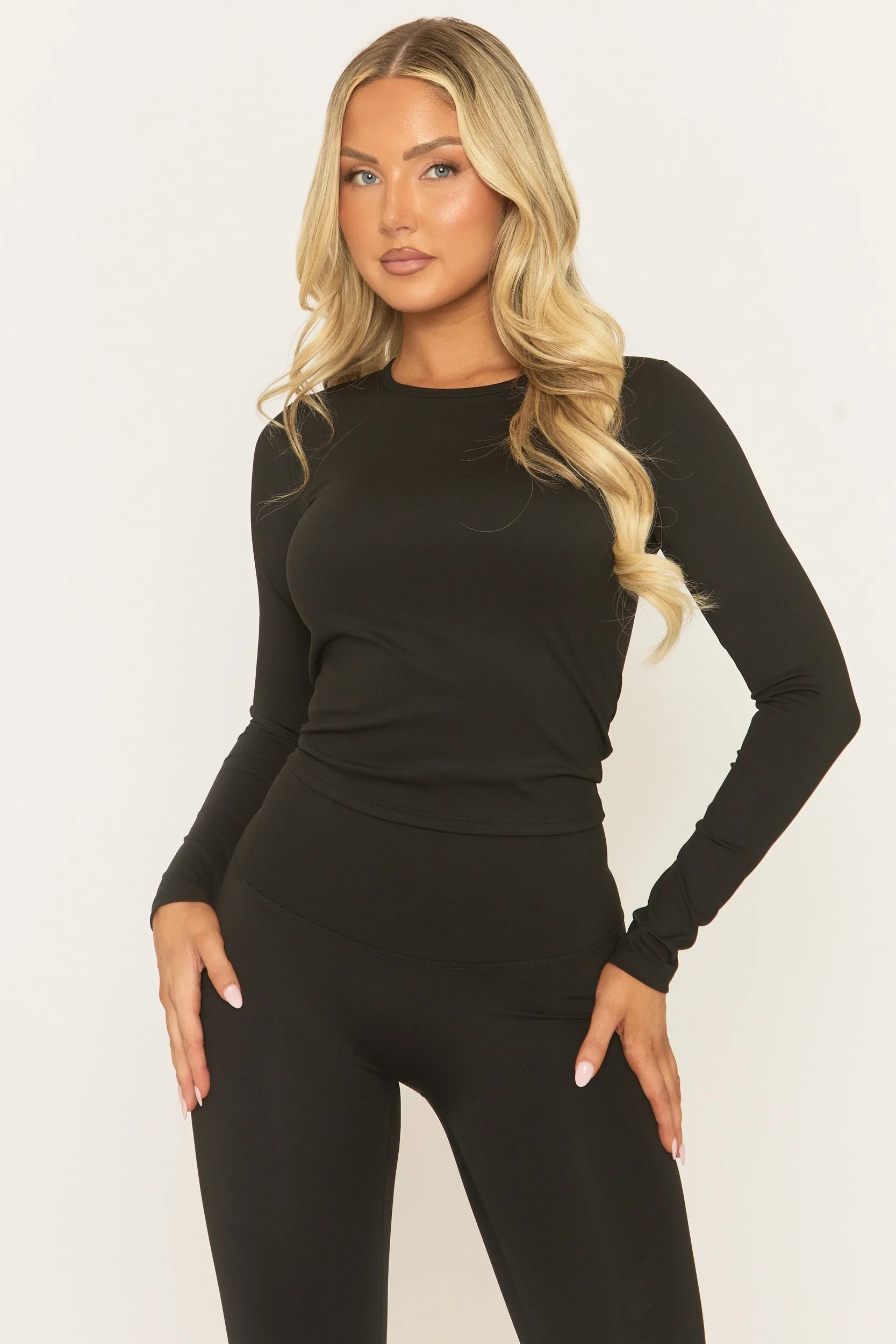Black Long Sleeve Top and Energise Legging Activewear Set - Shanee sold by Rebellious Fashion product image thumbnail 2