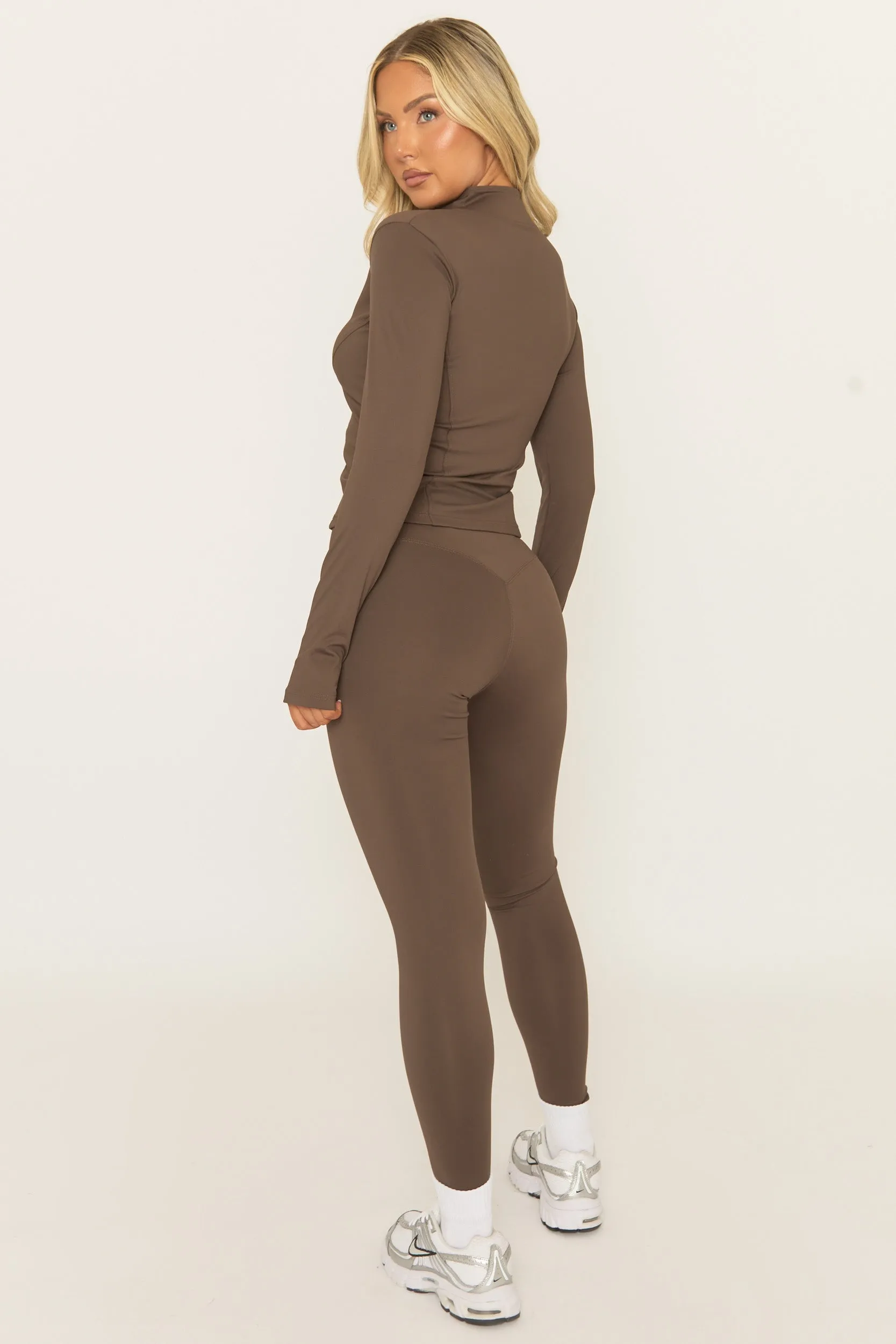 Chocolate Zip Through Jacket and Legging Activewear Set - Rehyan sold by Rebellious Fashion product image thumbnail 4