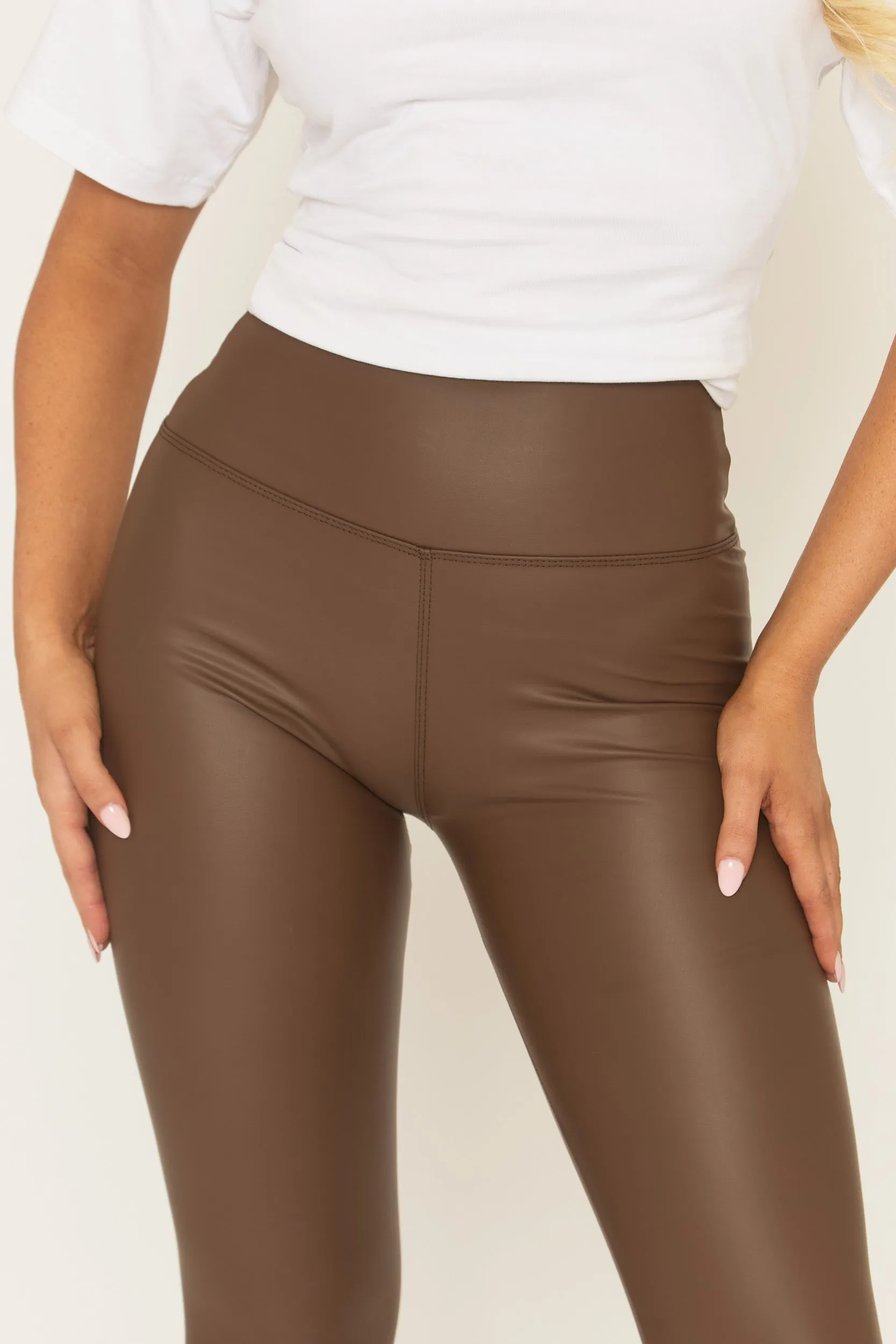 Chocolate PU Leggings - Olivvia sold by Rebellious Fashion product image thumbnail 3
