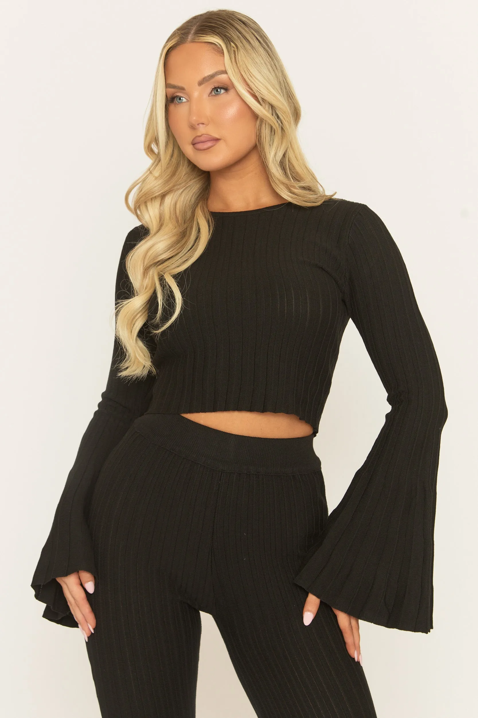 Black Pleated Knit Trouser Co-ord Set - Nevee sold by Rebellious Fashion product image thumbnail 5