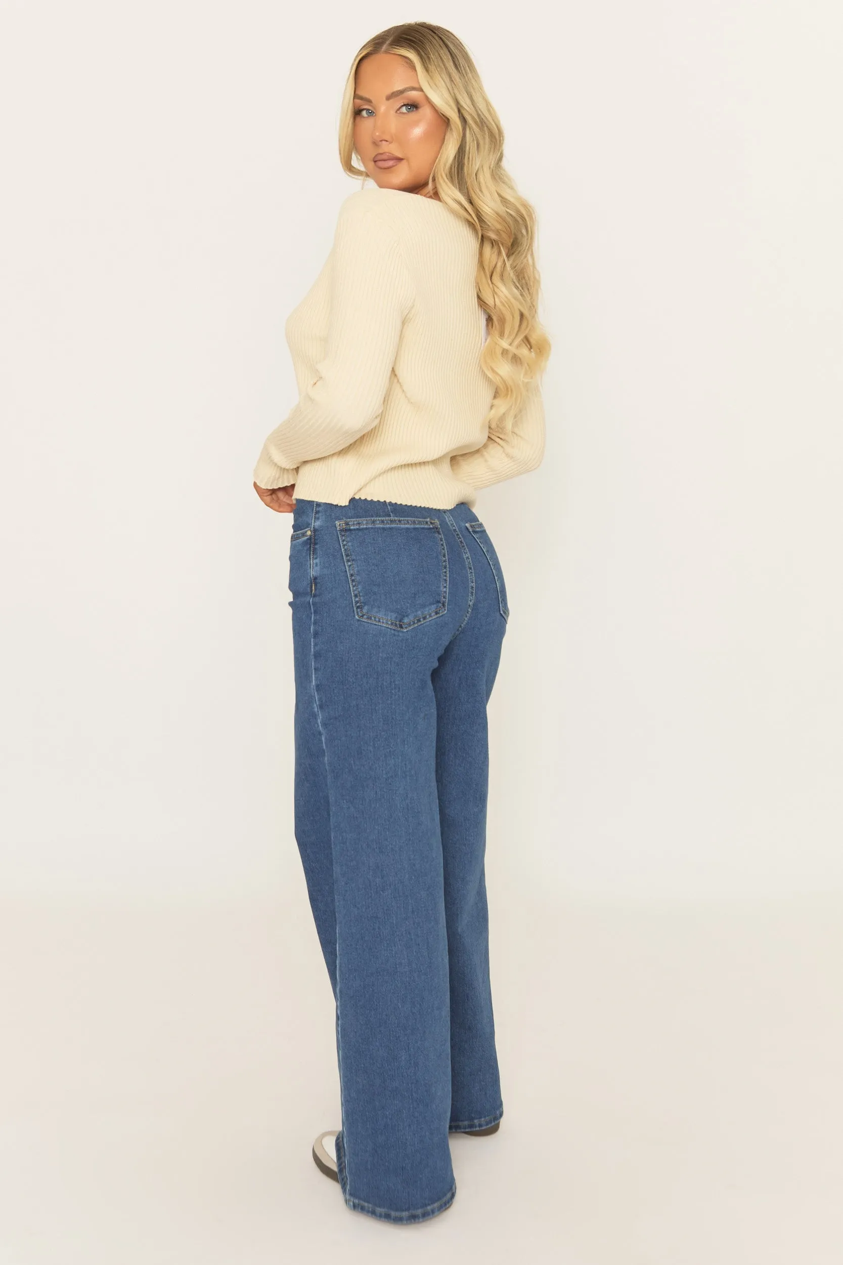 Mid Blue Wide Leg Denim Jeans - Tillia sold by Rebellious Fashion product image thumbnail 4